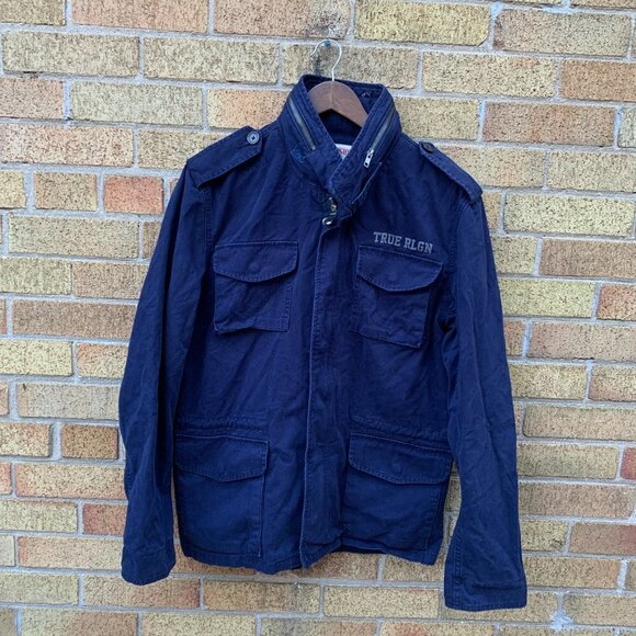 True Religion Utility Cargo Jacket Large Blue - Picture 5 of 6